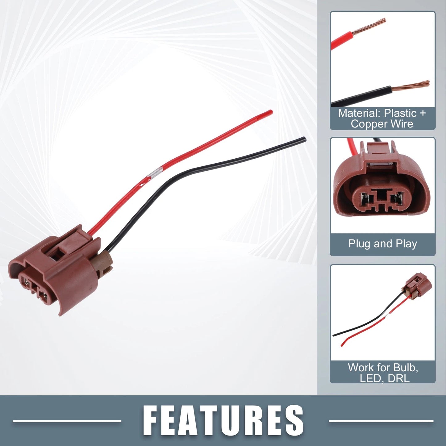 Set of 2 Wiring Harness Sockets for Halogen Headlights Fog Lights 9012 9006