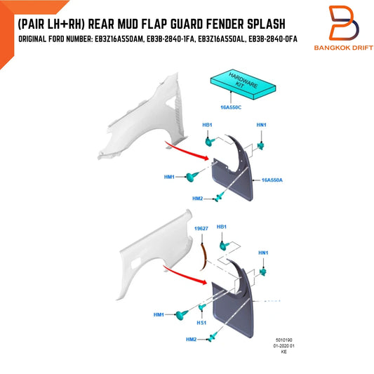 Rear Mudflap Splash Guard for Ford Ranger T6 PX (2011-2022)