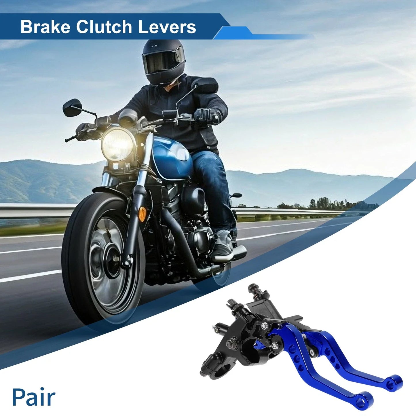 Adjustable Short Brake Clutch Levers for Honda - Solid Blue