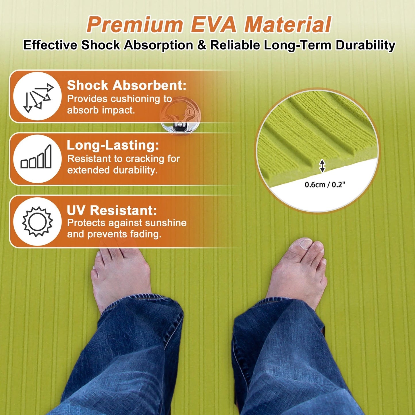 EVA Foam Boat Deck Flooring Strip 96"L x 39"W Peridot Green