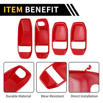 Set of 4 Interior Door Handle Bowl Cover Trims for Jeep Wrangler JL JLU Red