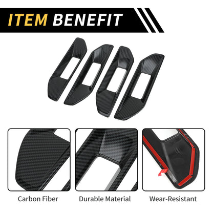 Set of 4 Carbon Fiber Pattern Door Handle Bowl Cover Trim for Ford Ranger (2023–2024)