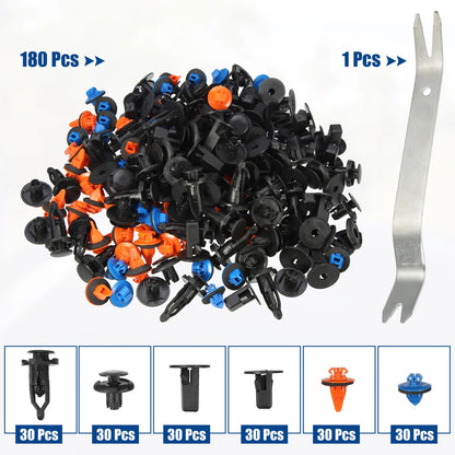 180 Pcs Retainer Fastener Clip Rivet Kit for Toyota 4Runner (1996–2023)