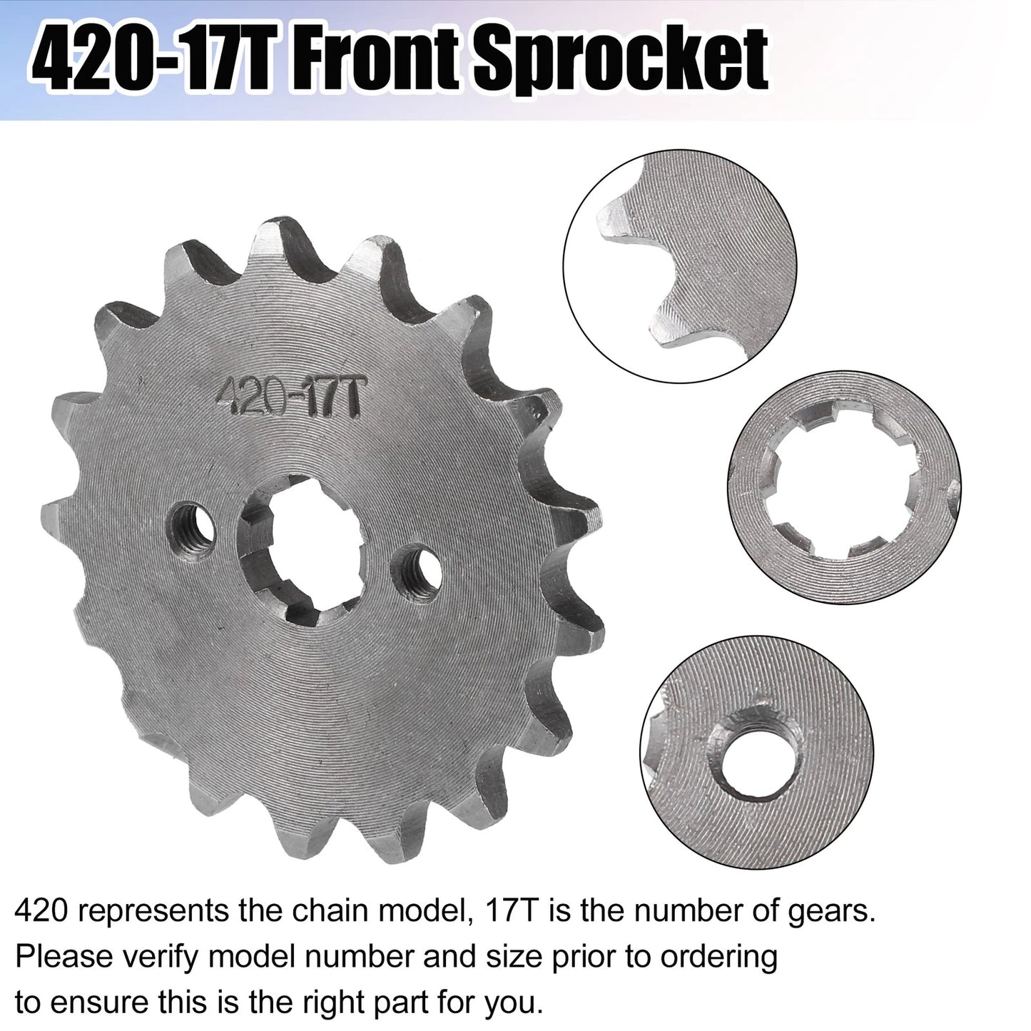Set of 1 Front Engine Sprocket 420 17T 17mm for Dirt Bike Mini Bike