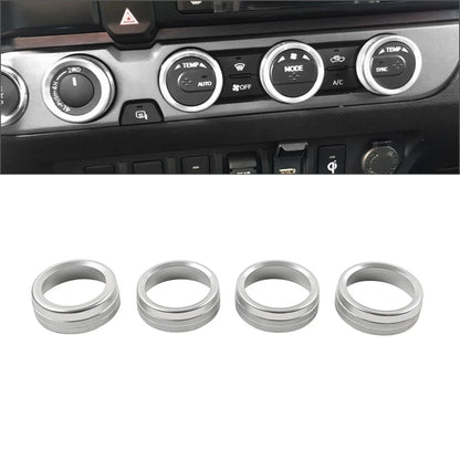 Set of 4 Silver AC Climate Control Ring Knob Trim for Toyota Tacoma (2016–2023)