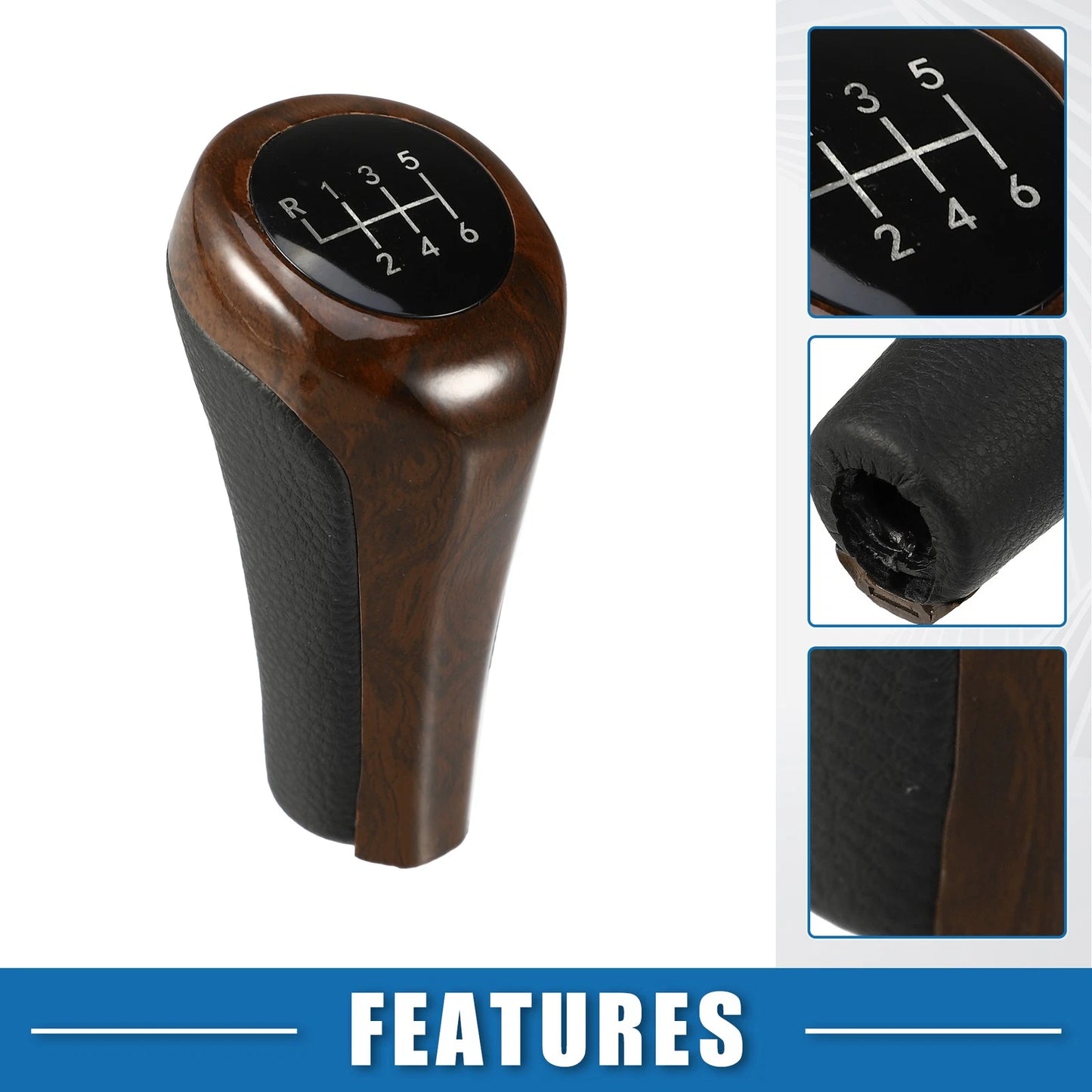 6 Speed Automatic Transmission Gear Shift Knob for BMW  Black Red Wood Pattern