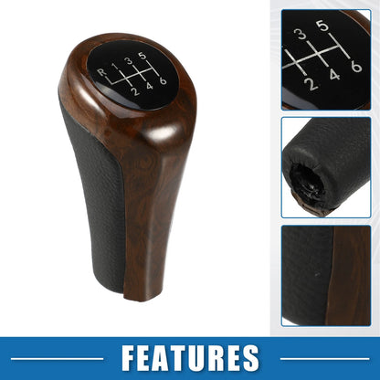 6 Speed Automatic Transmission Gear Shift Knob for BMW  Black Red Wood Pattern