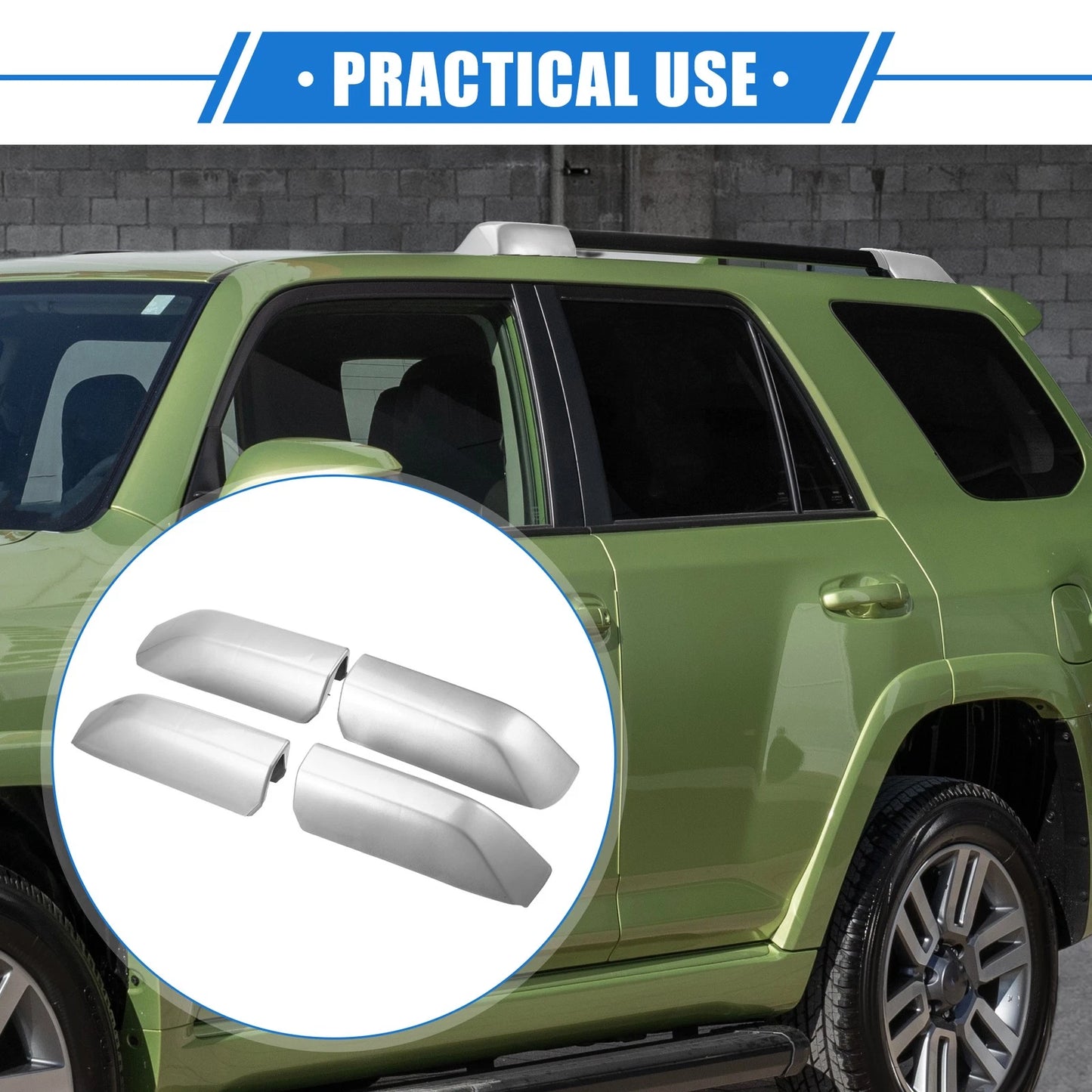 Set of 4 Roof Rack Side Rails End Covers for Toyota 4Runner (2010–2022) Silver Tone