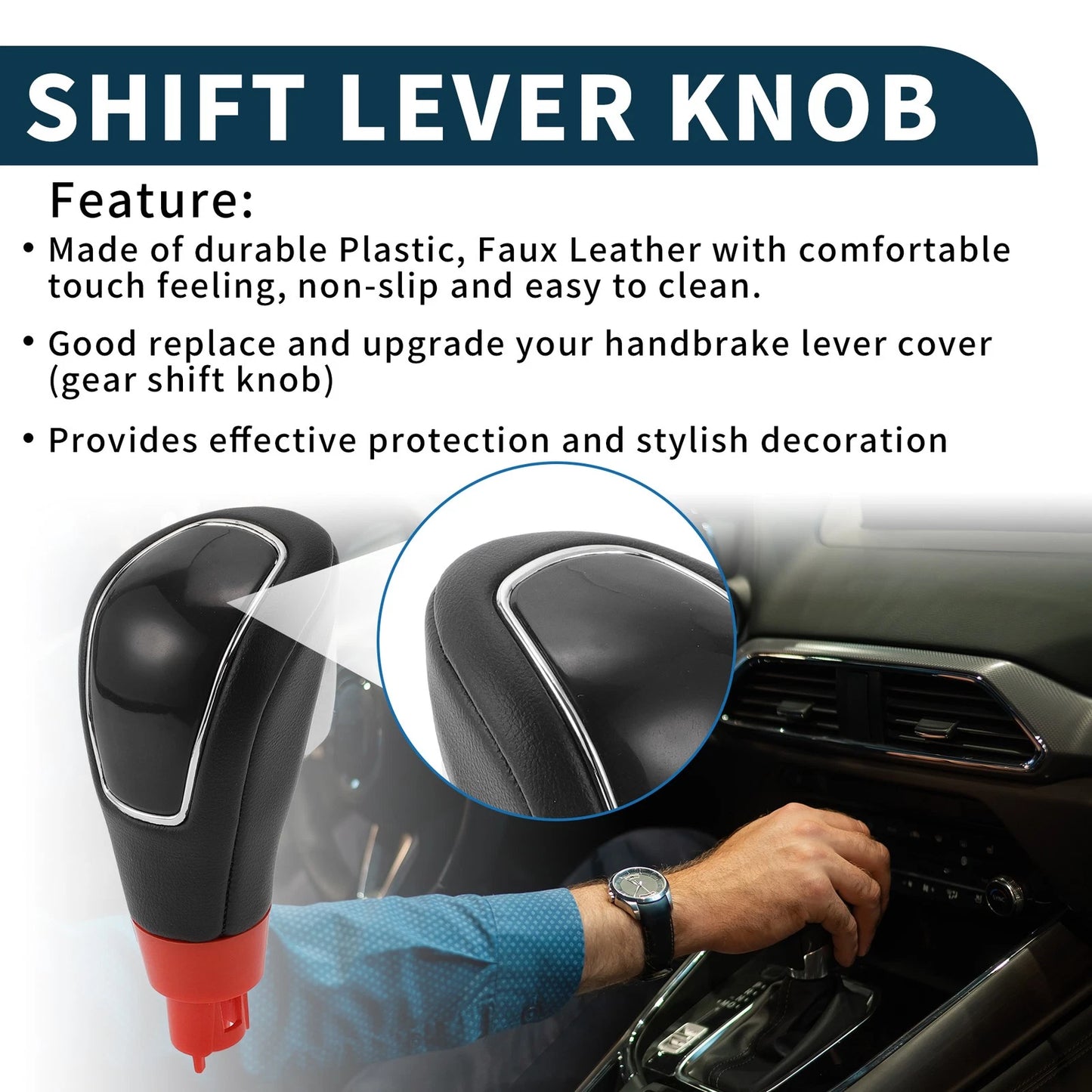 Automatic Gear Shifter Knob for Ford Kuga (2008–2012) - Plastic Faux Leather Black