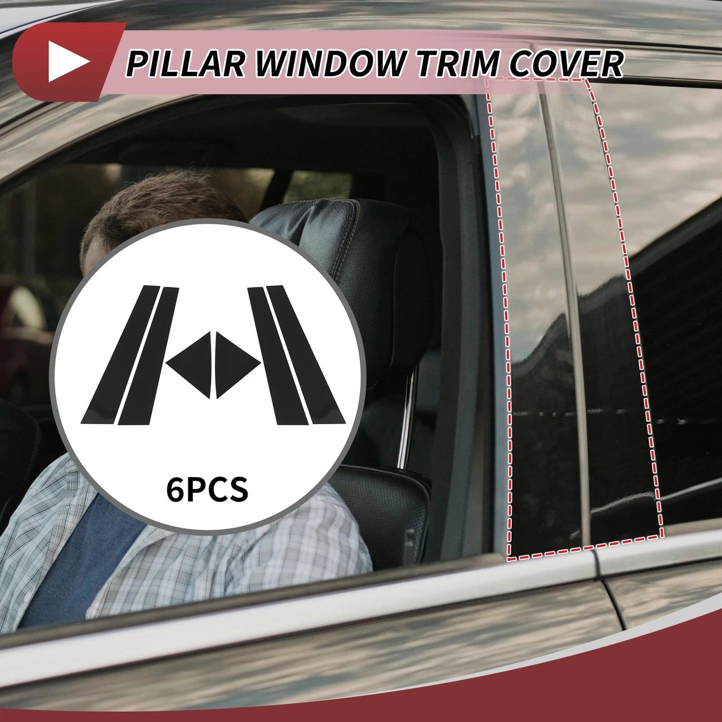 Set of 6 Door Pillar Window Trim for Kia Forte Cerato (2011–2013) Black