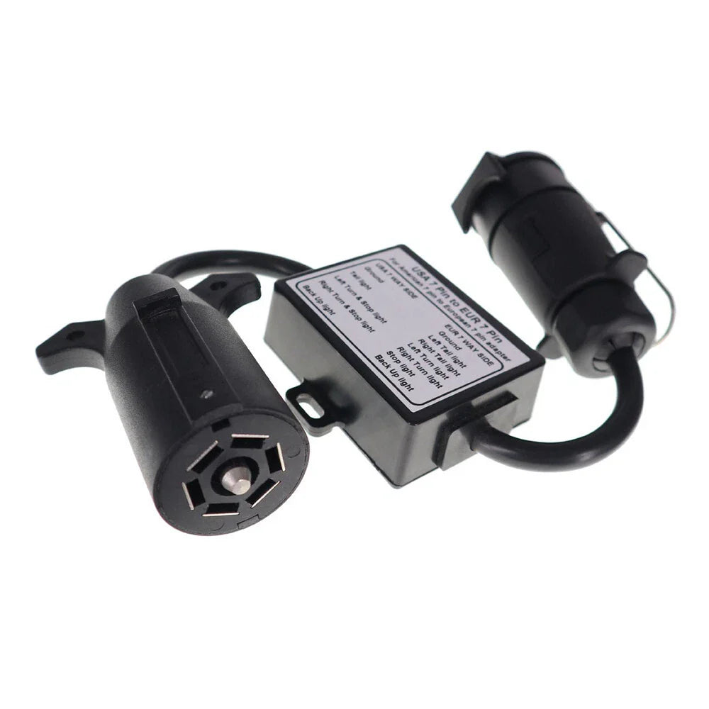 7-Way Blade to 7-Pin Round Trailer Light Converter for USA to EU