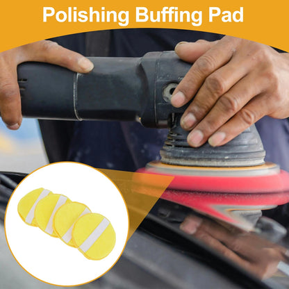 Set of 4 Polishing Buffing Pads for Auto Waxing 12.5cm Yellow