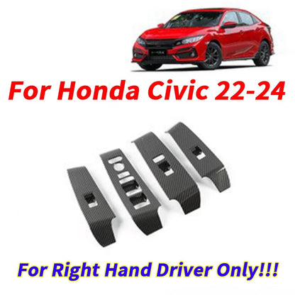 RHD Carbon Fiber Window Switch Panel Cover Trim for Honda Civic (2022–2024)