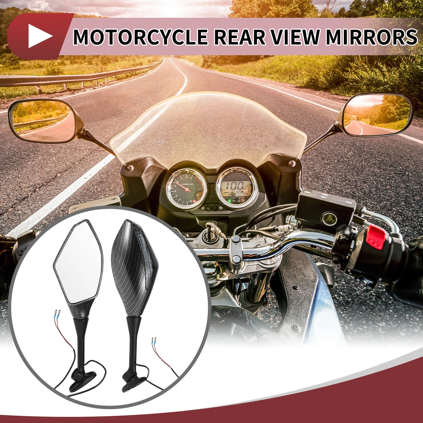Set of 2 Rear View Mirrors for Honda CBR600RR (2003–2014) Aluminum