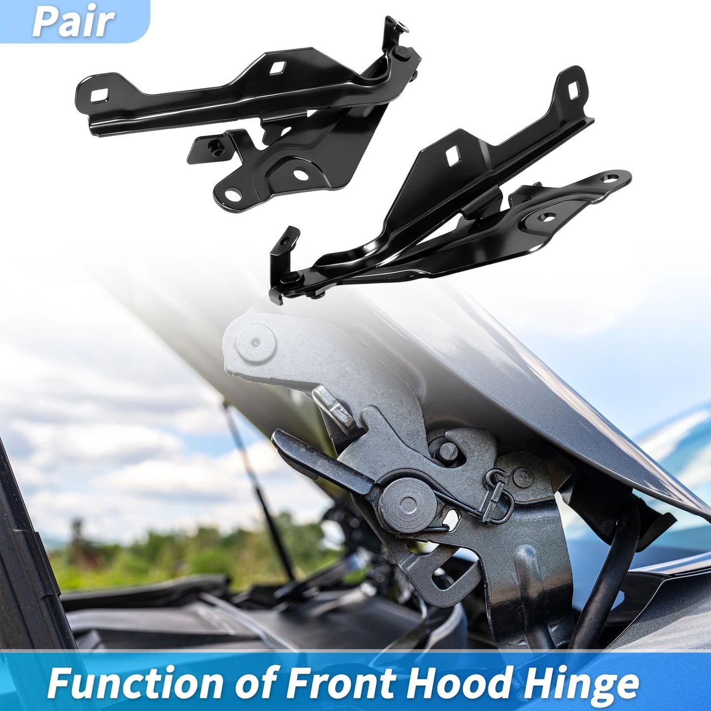Set of 2 Front Hood Hinges for Ford Mustang (2018–2023) JR3Z16797A/JR3Z16796A