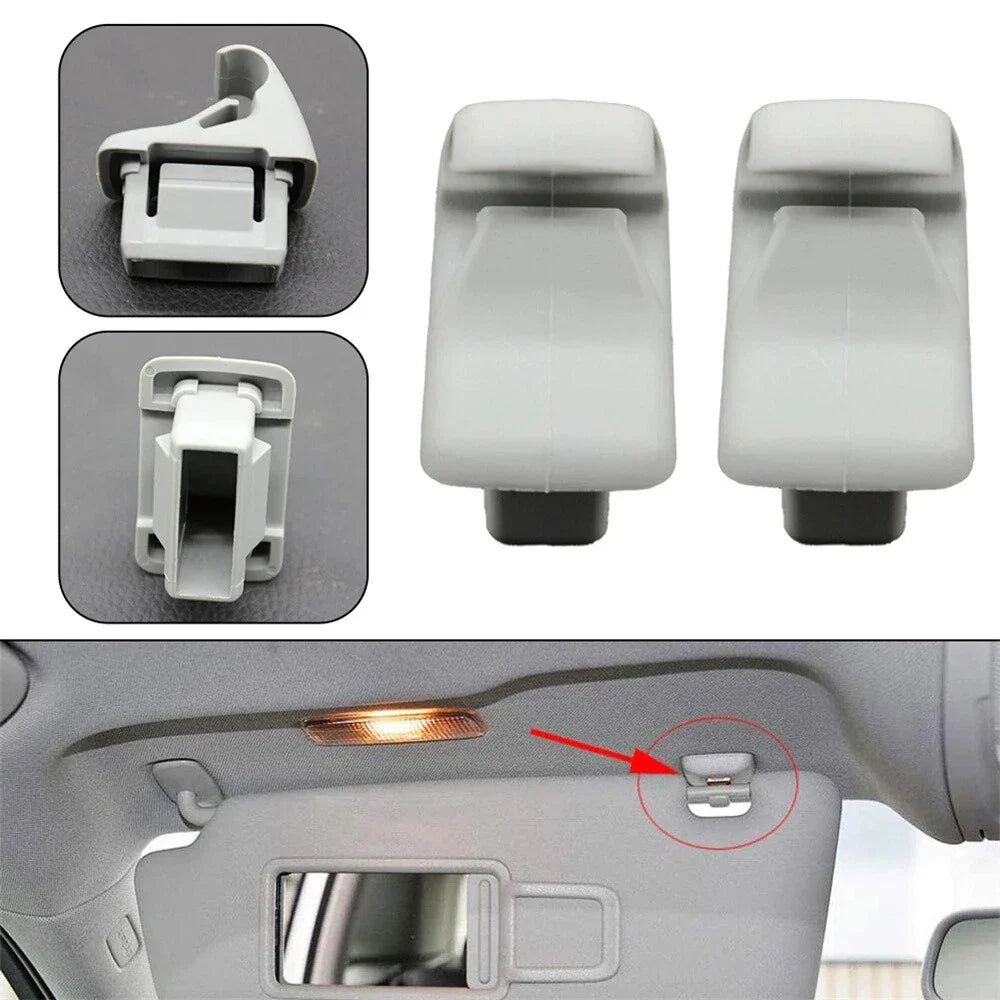 Car Sun Visor Holder Clips Grey for Mitsubishi Lancer, Outlander, ASX, Evolution