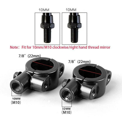 7/8" Black Motorcycle Handle Bar Mirror Mount Holder Clamp Adaptor