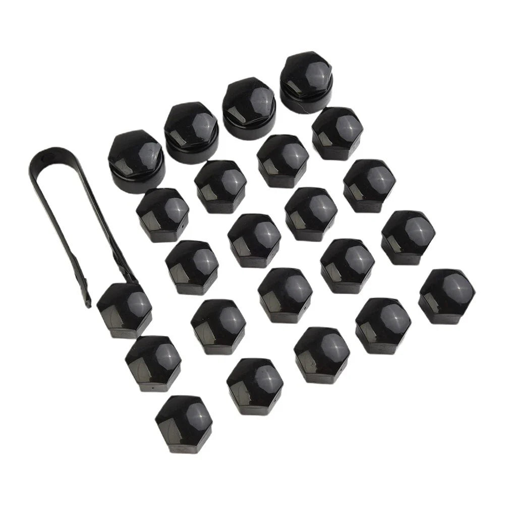 Black Wheel Nut Bolt Cover Cap / Pack of 24x 17MM / for Opel