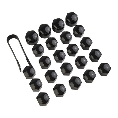 Black Wheel Nut Bolt Cover Cap / Pack of 24x 17MM / for Opel