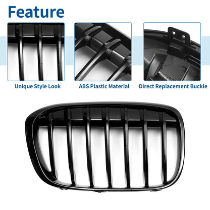 Pair Front Upper Bumper Grille for BMW X1 F48 (2016 - 2022)