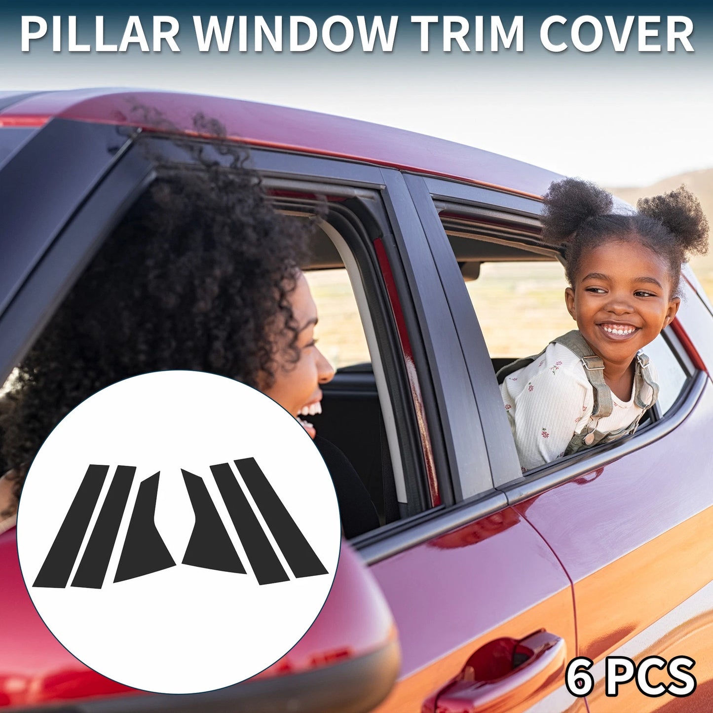 Set of 6 Door Pillar Window Trim for Honda Civic (2022–2024) Black