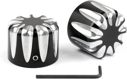 Black CNC Cut Axle Nut Cover for Harley Electra Street Road Glide