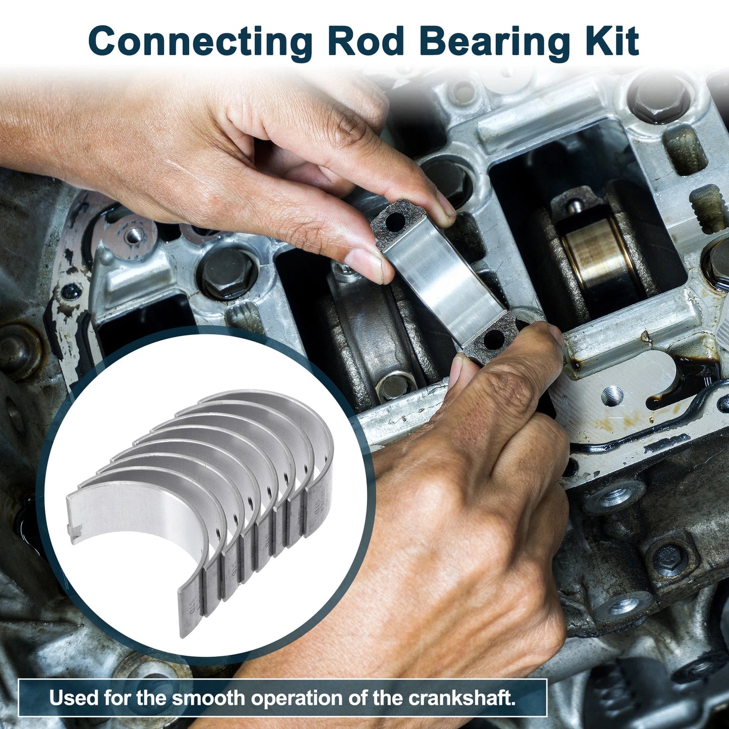 Set of 8 Connecting Rod Bearings for Toyota Starlet (No.1304113040)