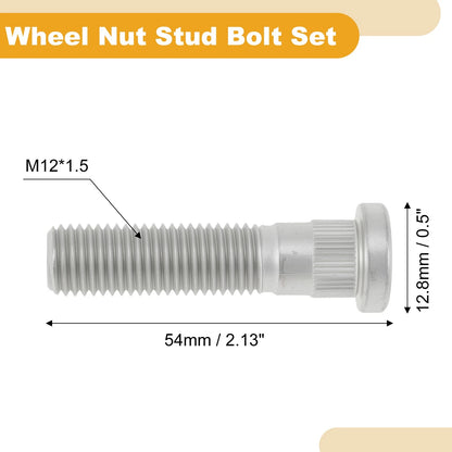 10 pcs M12x1.5 Wheel Lug Stud for Chevrolet S10 Blazer (1982–2004) Silver Tone