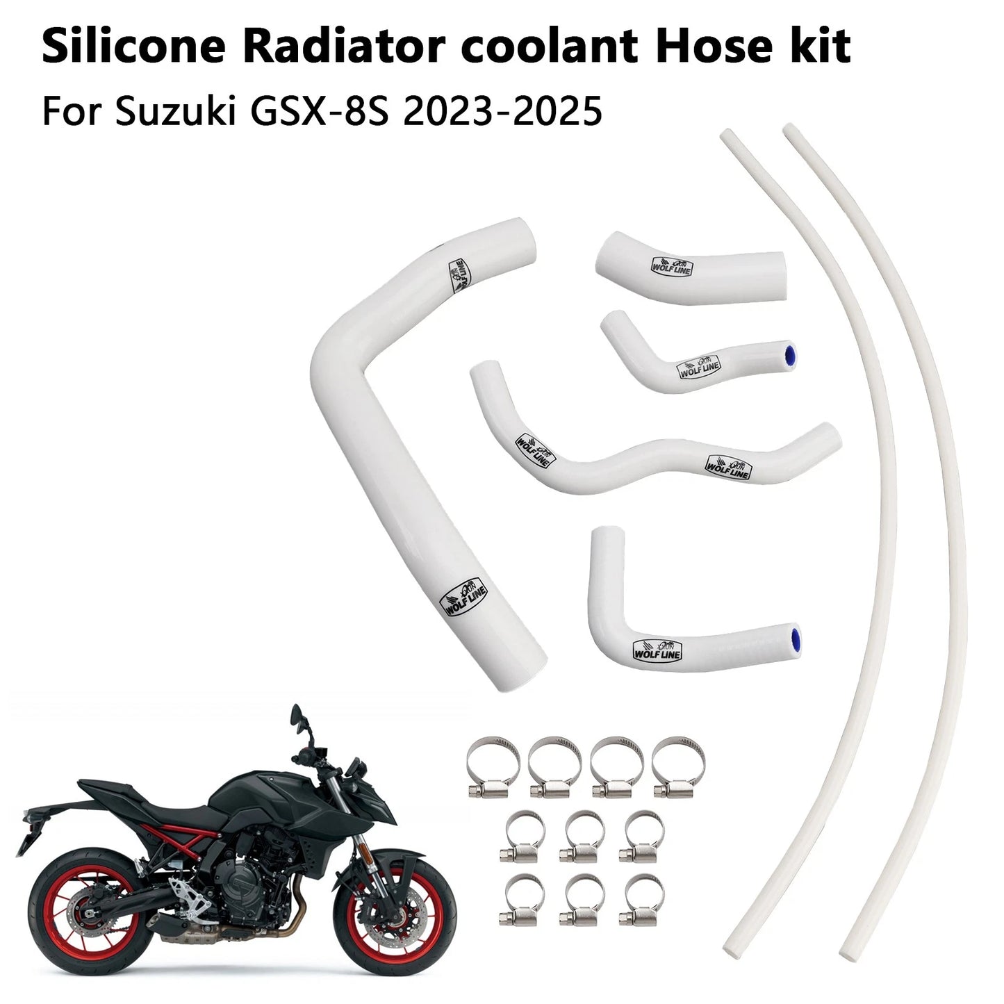 Silicone Radiator Coolant Pants for Suzuki GSX-8S (2023–2025) White