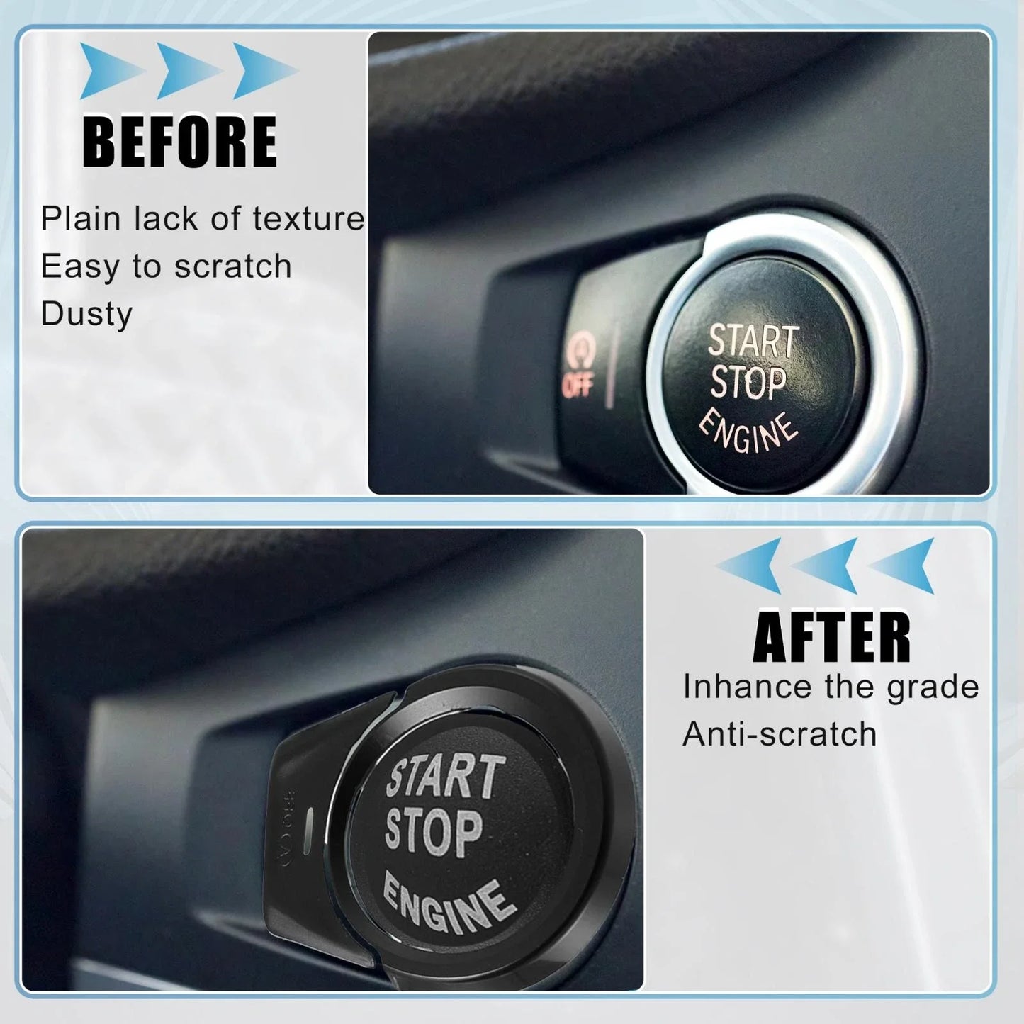 Start Stop Button Cover Sticker Kit for BMW 2 Series, 3 Series, X1-X5 Black