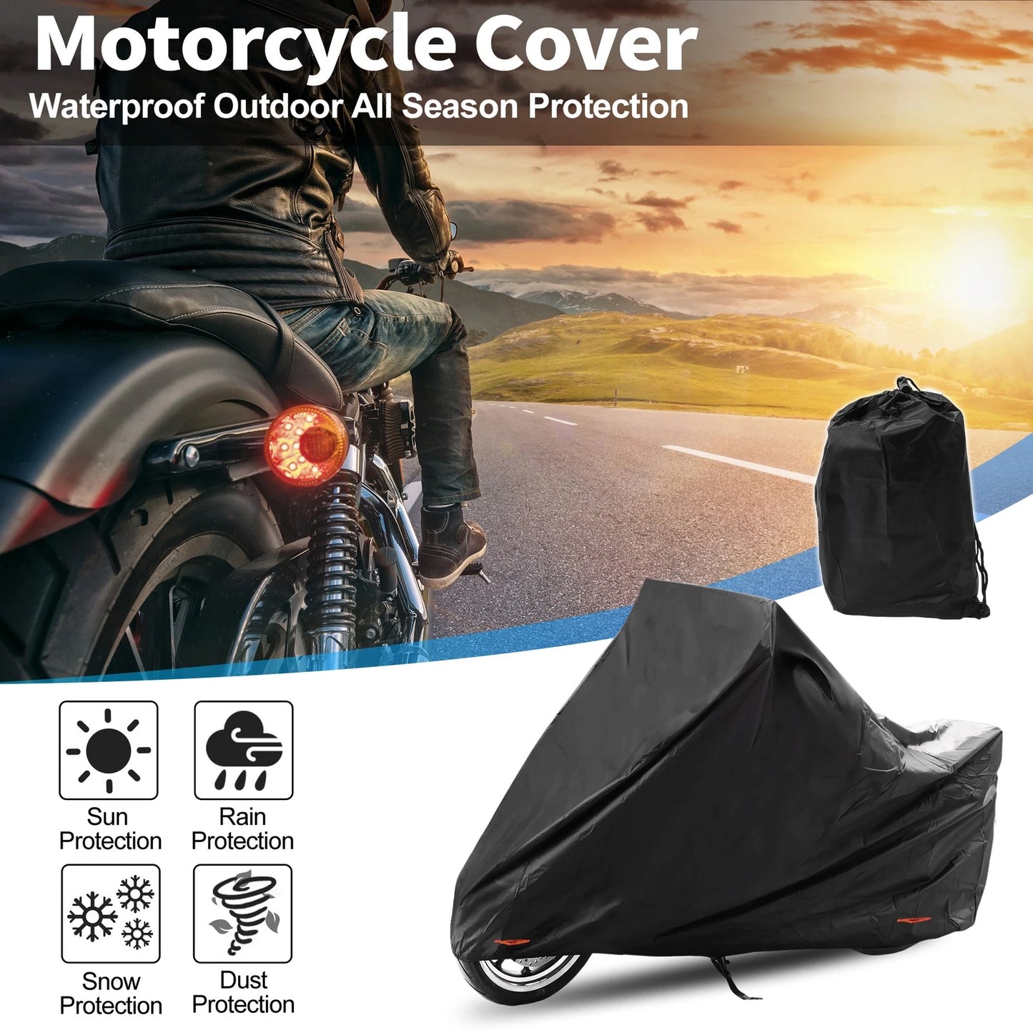 Motorcycle Cover 210D-PU Black for Honda Super Cub 110 (2017–2023)