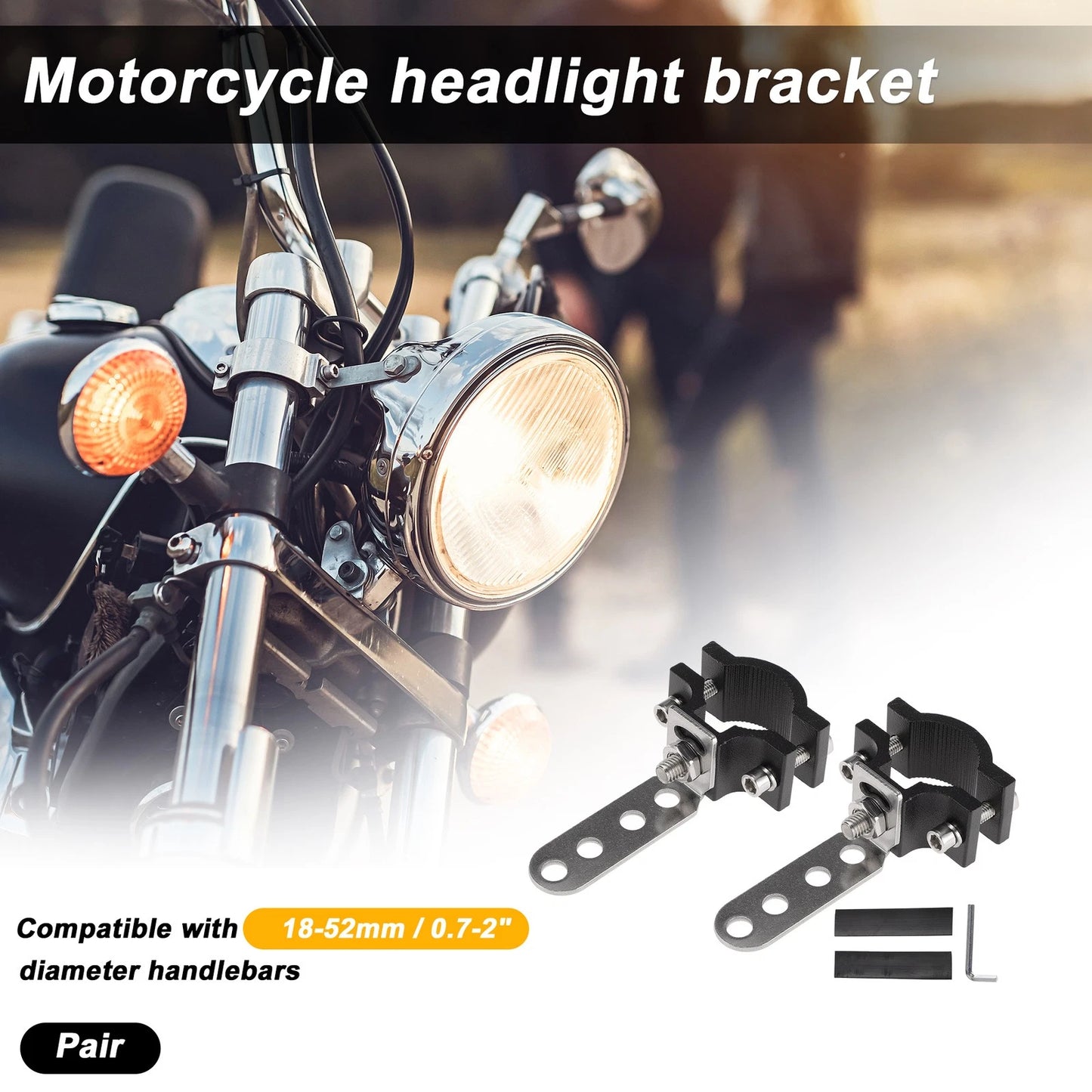 Light Bar Mounting Bracket Set of 2 for Motorcycle (Universal)