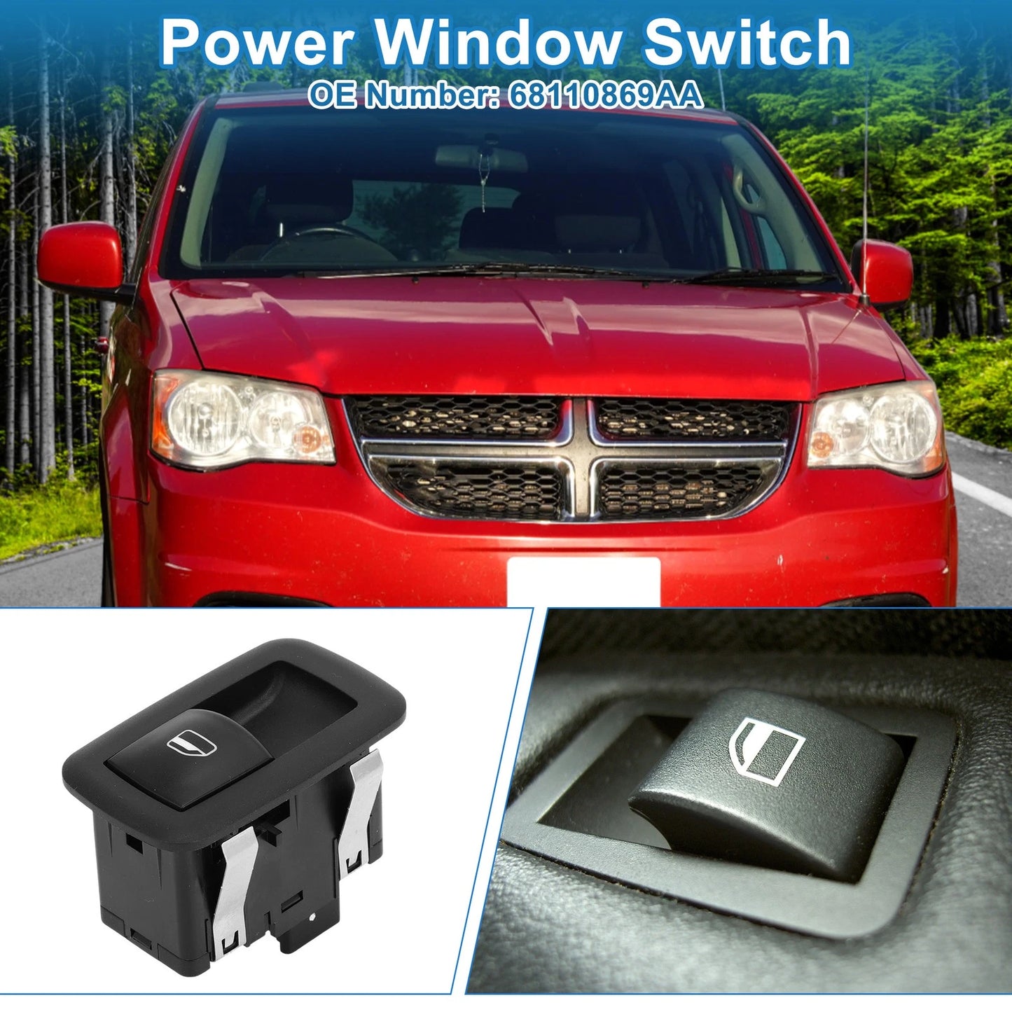 Rear Power Window Switch for Dodge Grand Caravan, Chrysler No. 68110869AA