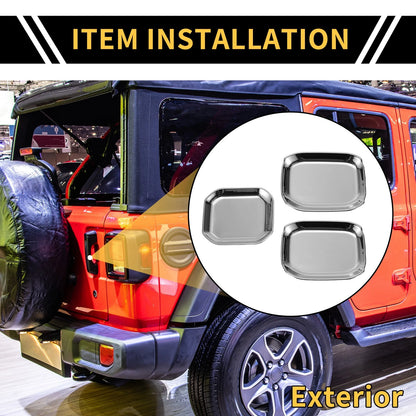 Set of 4 Exterior Door Handle Bowl Cover Trims for Jeep Gladiator JT (2020–2024) Silver Tone
