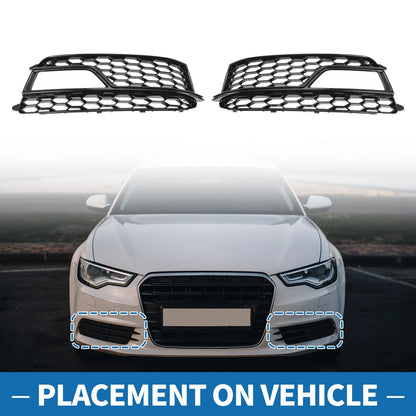 1 Pair Fog Light Grill for Audi A5 (2013–2017) No. 8T0807681M/8T0807682M ABS Black