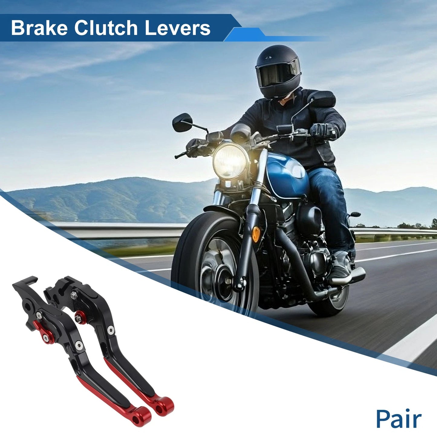 Brake Clutch Levers for KTM Duke 390 RC390 (2013–2023) Black Red End 1 Pair