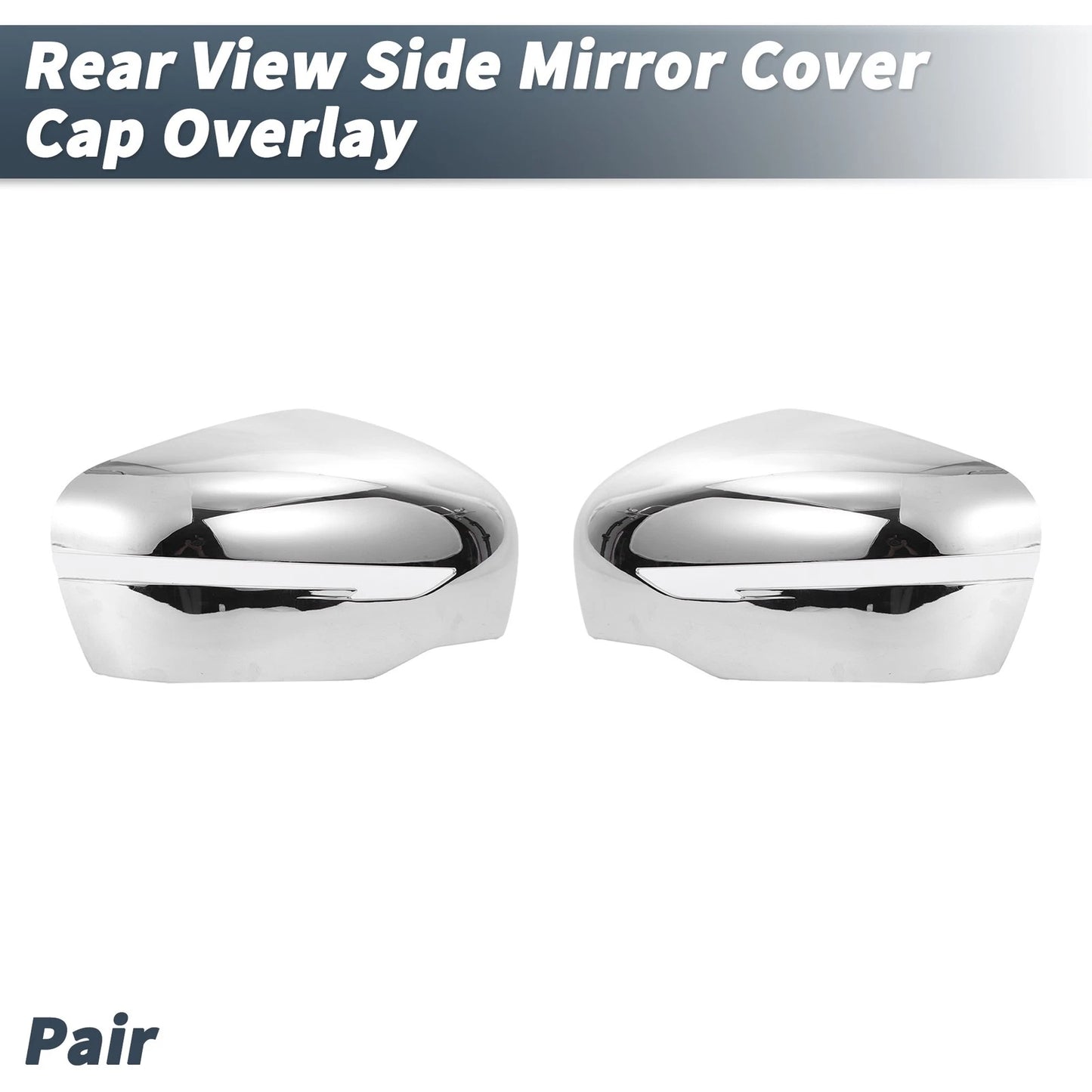 Pair Rearview Mirror Cover Overlay Chrome for Nissan X-Trail Rogue (2014–2021)