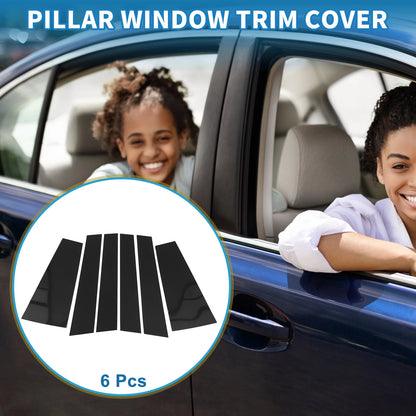 6 Pcs Door Pillar Window Trim for Toyota Highlander (2015–2021) Black