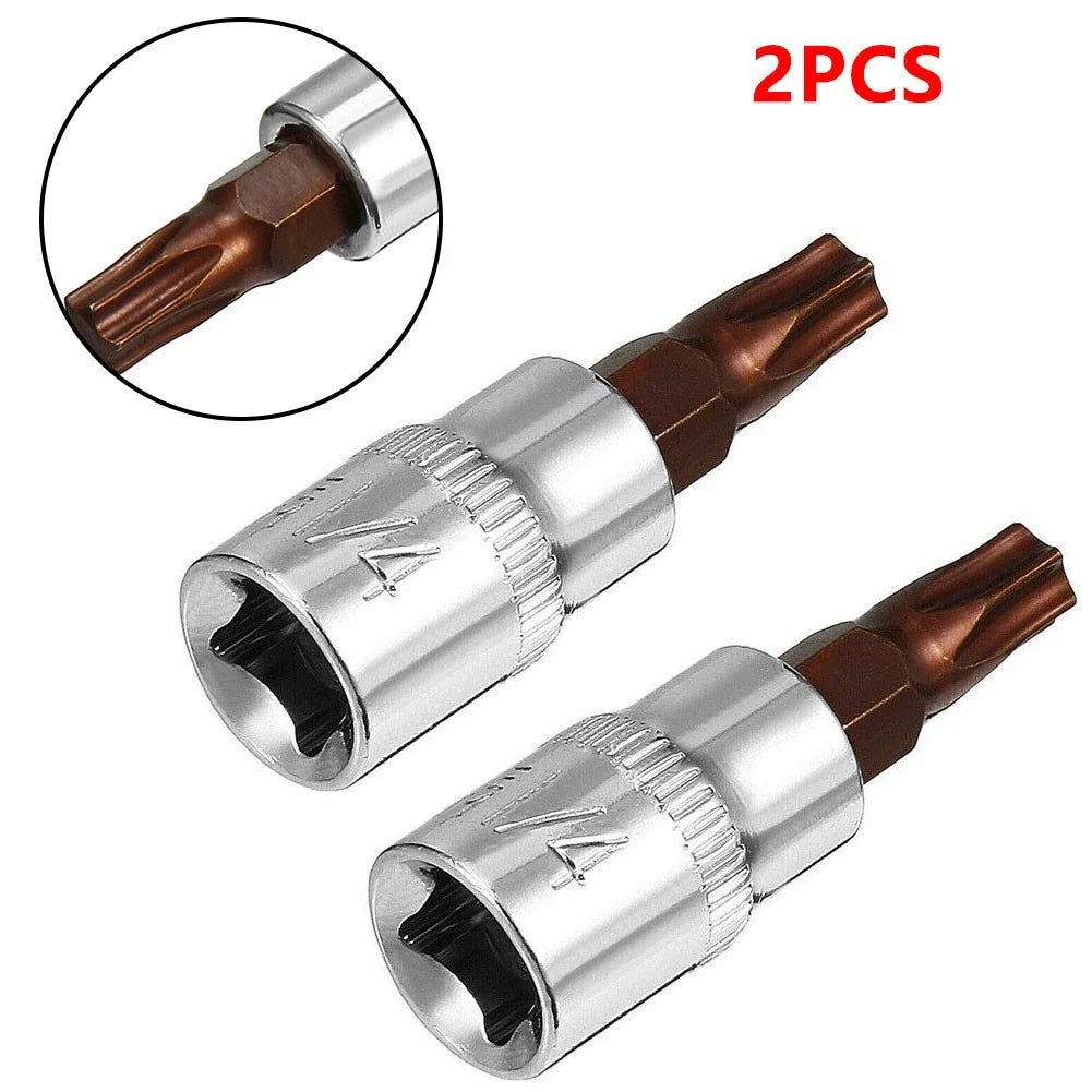 2 x 1/4 Inch Drive Steel T30 Torx Bit Sockets Alloy Steel Bit Sockets