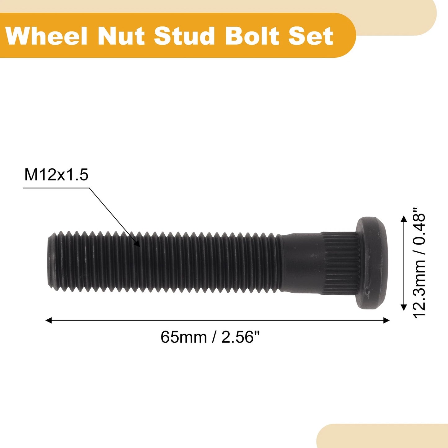 8 pcs M12x1.5 Wheel Lug Stud for Honda Accord (1990–2002) No.610269 Black