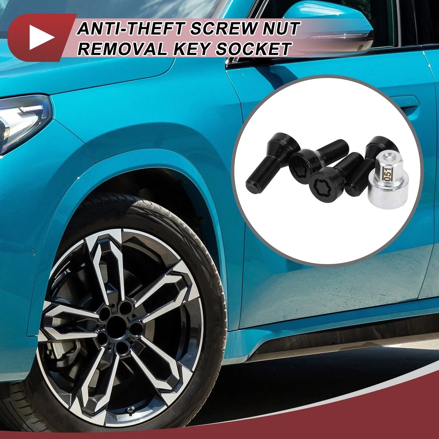 Set Wheel Lock Lug Nut Anti-theft Key Socket M14������1.25 Bolt for BMW