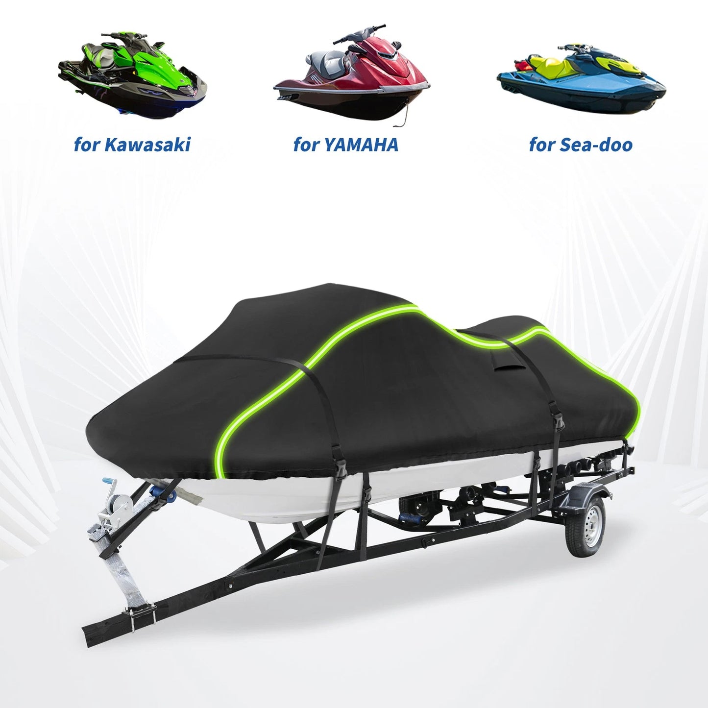 PWC Cover for Kawasaki Jet Ski (116"-125" 2 Seat) Waterproof Black