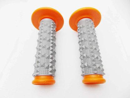 Orange Grey Diamond Top Handlebar Grip Set for Honda MX Enduro Trail