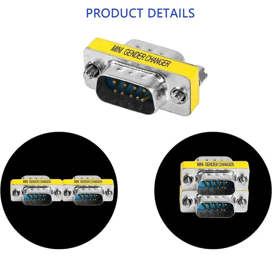 5Pcs DB9 D-SUB 9 Pin Male to Male Gender Changer Adapter