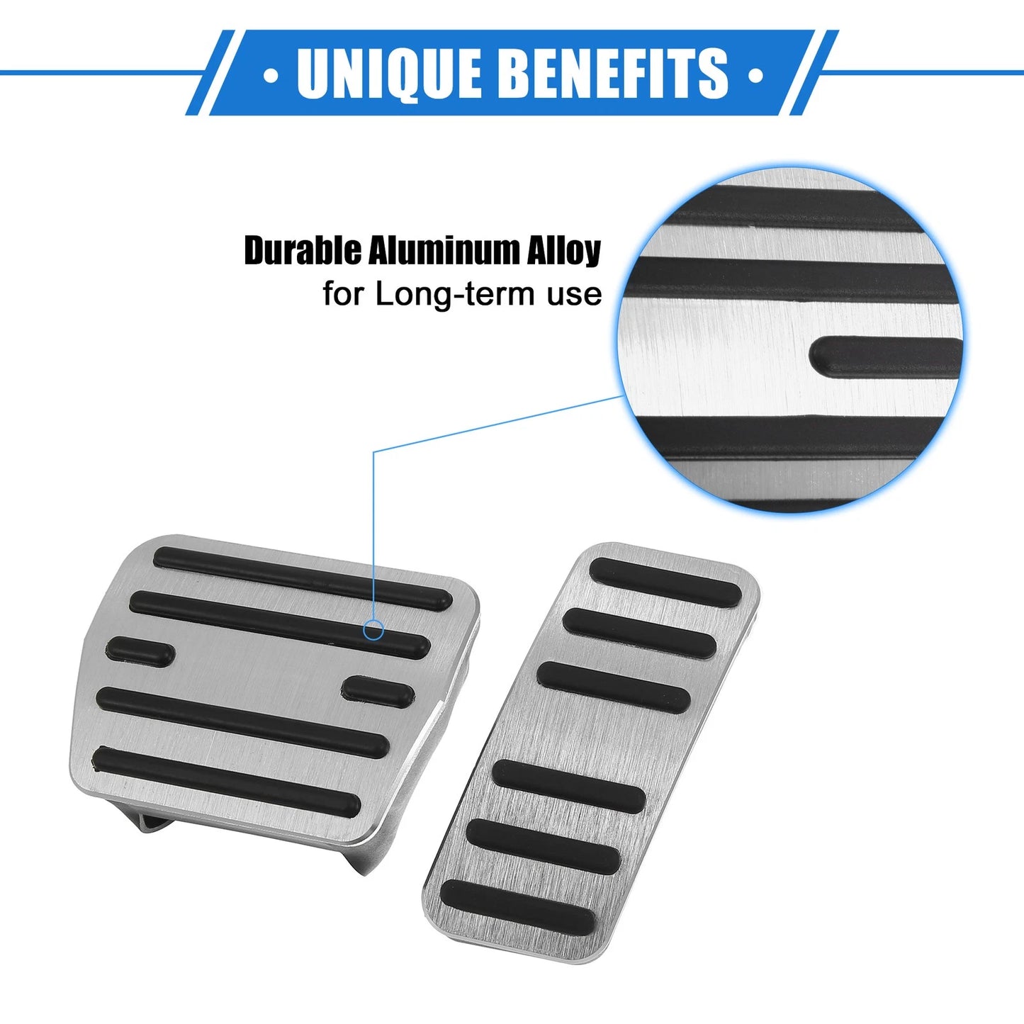 2pcs Gas Accelerator Brake Pedal Cover for VW Atlas (2018–2021) Silver Tone