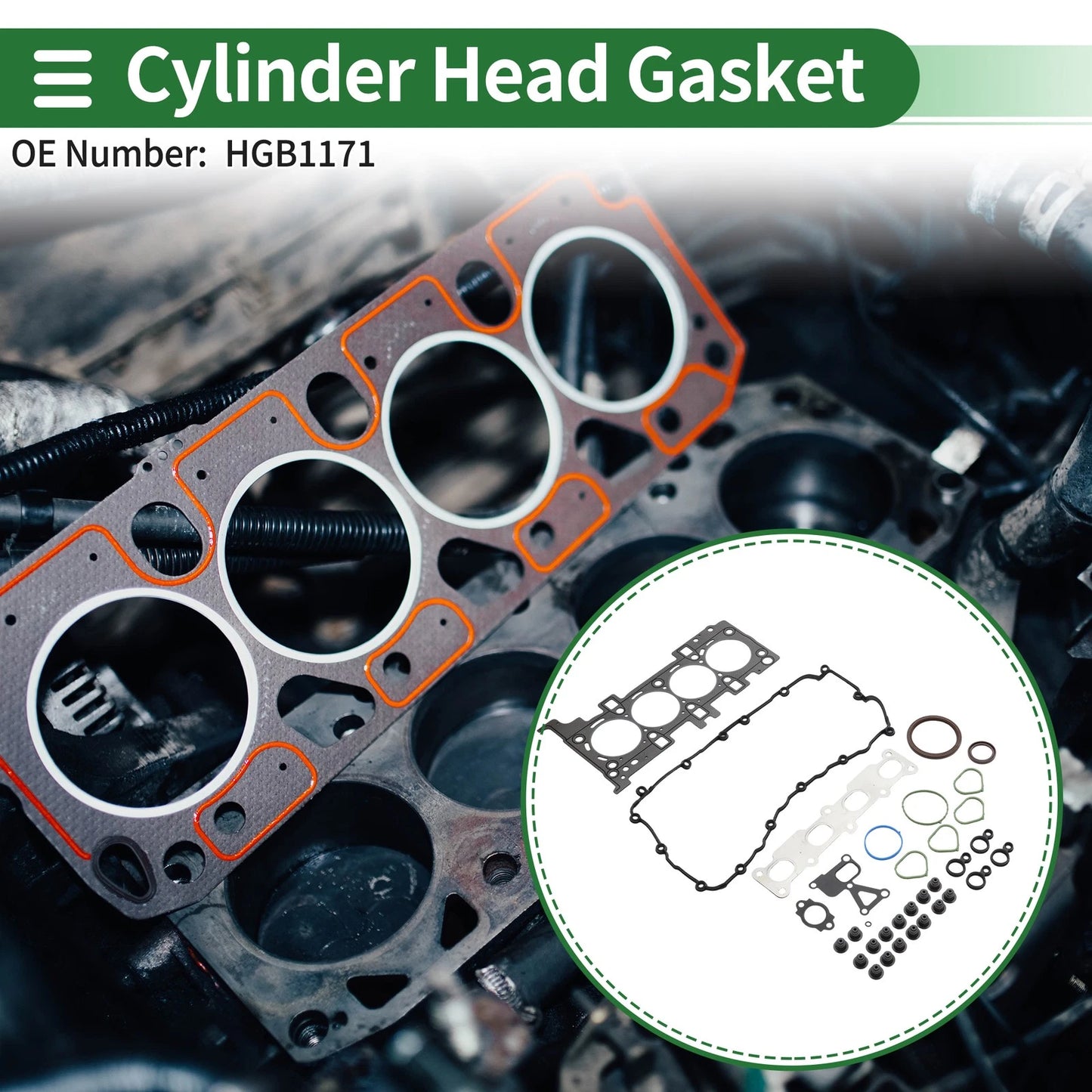 Set of 1 Cylinder Head Gasket for Jeep Cherokee (2014–2017) No.HGB1171