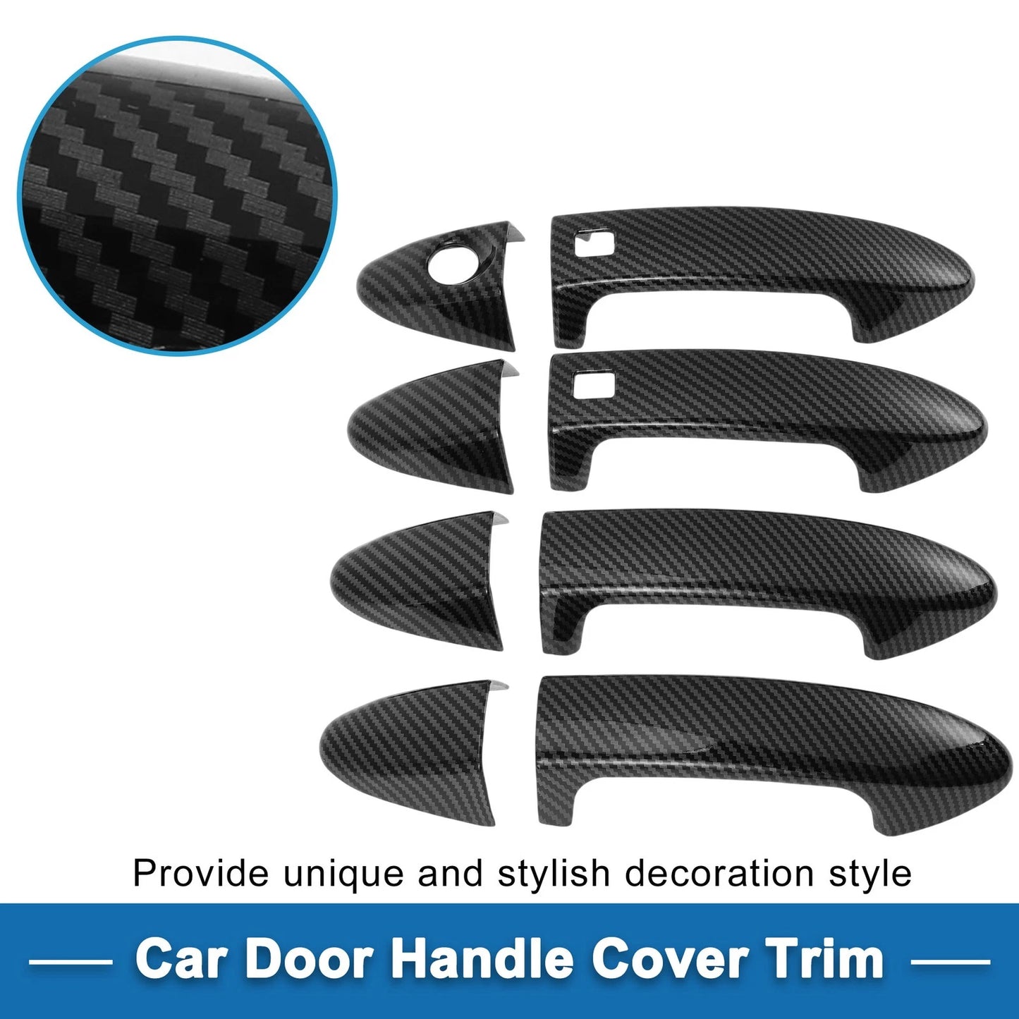 Door Handle Cover Trim for Ford Fiesta (Carbon Fiber, Black)