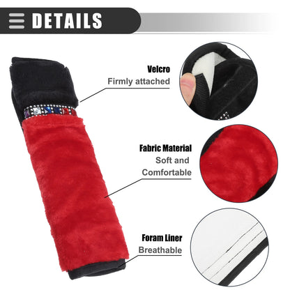 1 Pair Plush Rhinestone Seat Belt Cover for Universal Fit (9.53"x2.95")