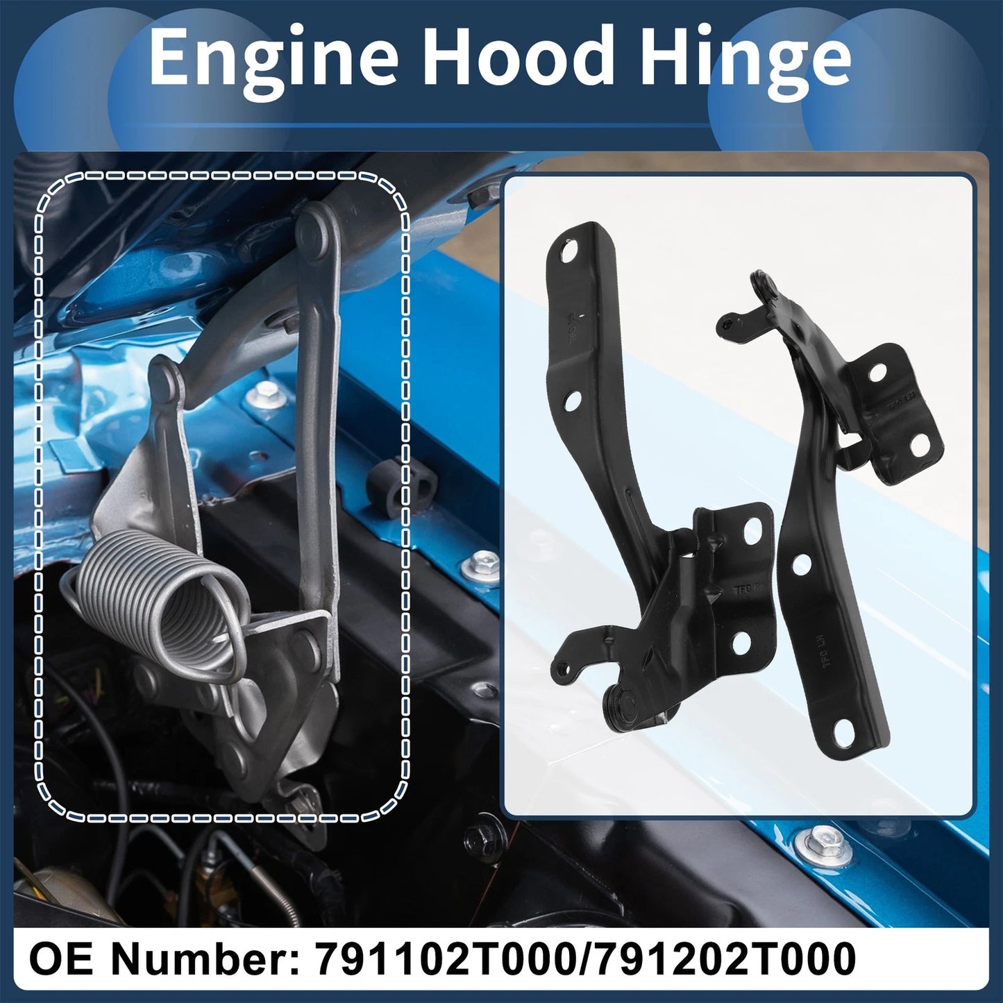 Hood Hinges for Kia Optima (2011–2016) No. 791102T000 - 1 Pair