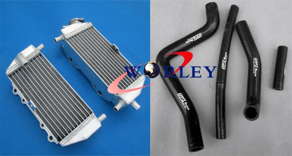 Aluminum Radiator with Black Hoses for Kawasaki KX125 (1999–2002)